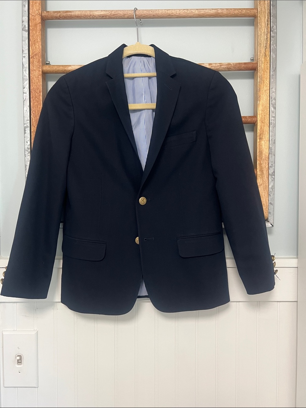 Boys IZOD blazer sports coat size 10 navy with gold buttons